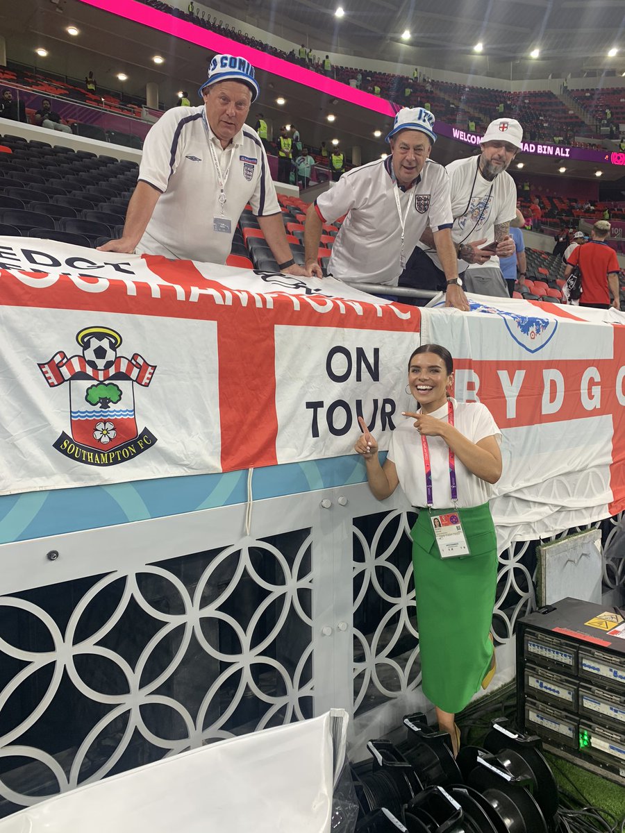 So buzzing to run in to these <a href="/SouthamptonFC/">Southampton FC</a> fans at Ahmad Bin Ali Stadium ahead of the <a href="/england/">England</a> match this evening! Home away from home!😇🏴󠁧󠁢󠁥󠁮󠁧󠁿 #FIFAWorldCup #SaintsFC