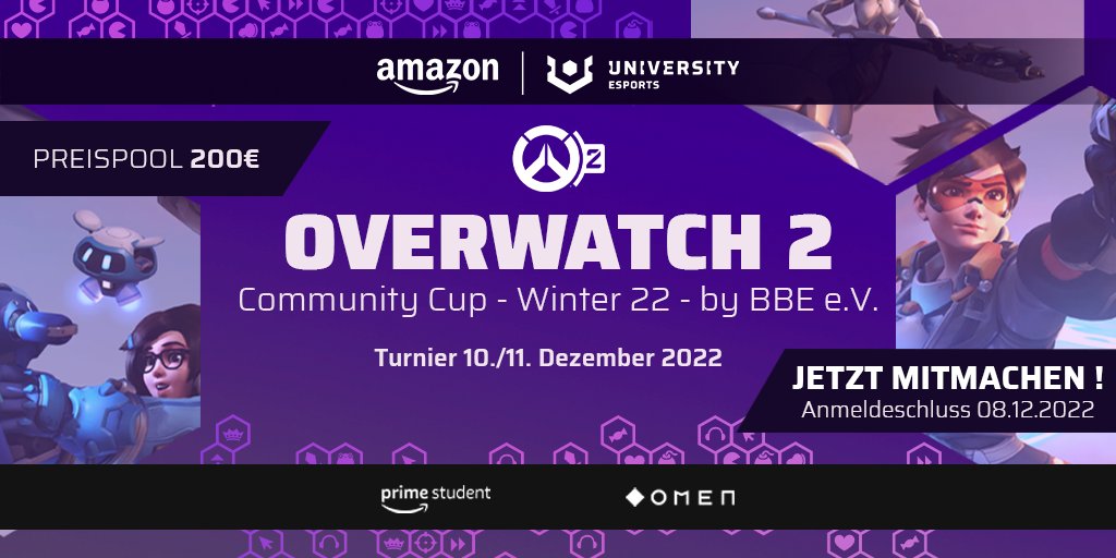Studierende aufgepasst!
Wir haben uns mit <a href="/UniEsportsDE/">UNIVERSITY Esports Germany 🇩🇪</a> zusammengetan um euch unser erstes OW2 Turnier präsentieren zu dürfen!
de.universityesports.net/competition/to…