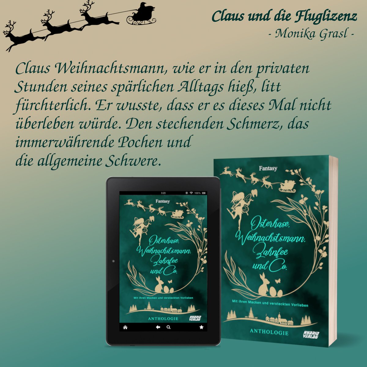 Schönen Abend in die #Buchbubble und die Runde. Na, wie geht's euch aktuell allen so? Jemand erkältet? Ich stell euch mal Tee bereit und den Hinweis zu einem weiteren #Schnipsel aus der kommenden Anthologie Osterhase, Weihnachtsmann, Zahnfee und Co. aus dem <a href="/hybrid_verlag/">Hybrid Verlag</a> 🎅