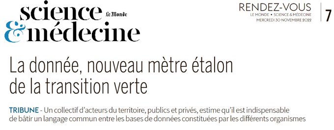 ThomasCOTTINET's tweet image. 👉Tribune parue dans le Monde portée avec @b_monthubert &amp;amp; @sorianotechfr, @Wandrille_ @CFret @ChloeClair_namR  @bodossian &amp;amp; JM Seité -Thks @Anais2074 
🌎 Le sujet❓= #donnée x transformation écologique 
📣 Où la lire : @lemonde papier 30/11 cahier @lemonde_science - en ligne 1/12