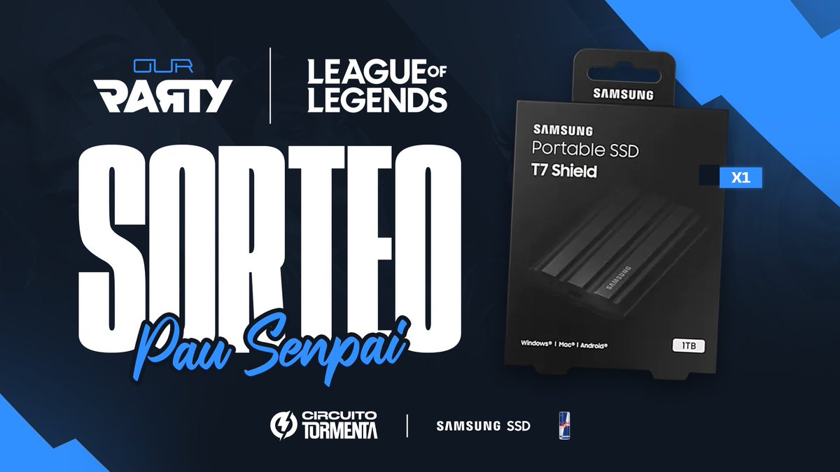 PauSenpai's tweet photo. ¡Ser embajadora de #OurParty me permite traeros un pedazo sorteo como este! 🥳

➡️ 1 SSD Portátil T7 Shield de 1TB

👉 Sigue a @PauSenpai y @SomosLaTormenta
👉 RT este tweet

El 3 diremos quién se lo lleva 👀 https://t.co/spNkWnAs4M