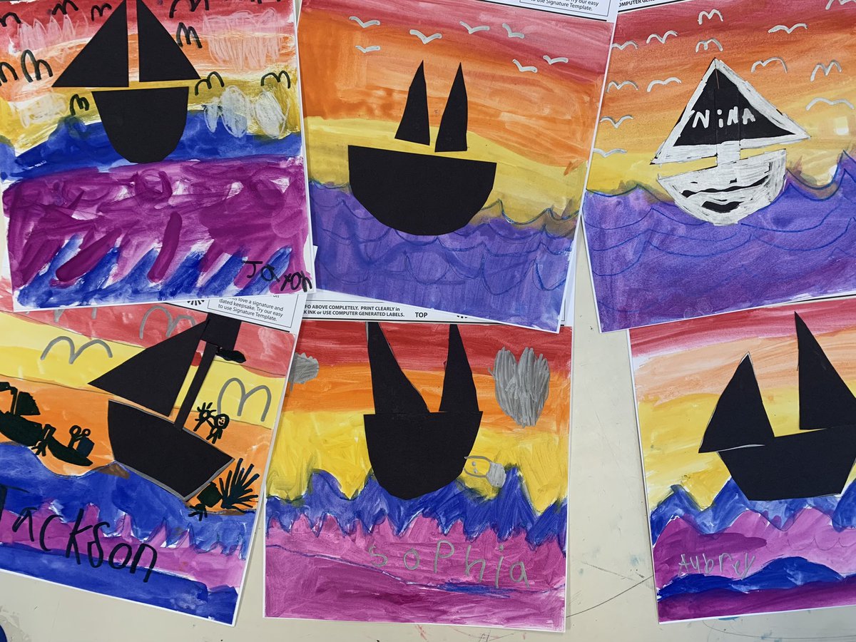 Warm🌞and Cool❄️seascapes with 1st grade #square1art #elementaryart <a href="/dasd_wb/">WB Chargers</a>