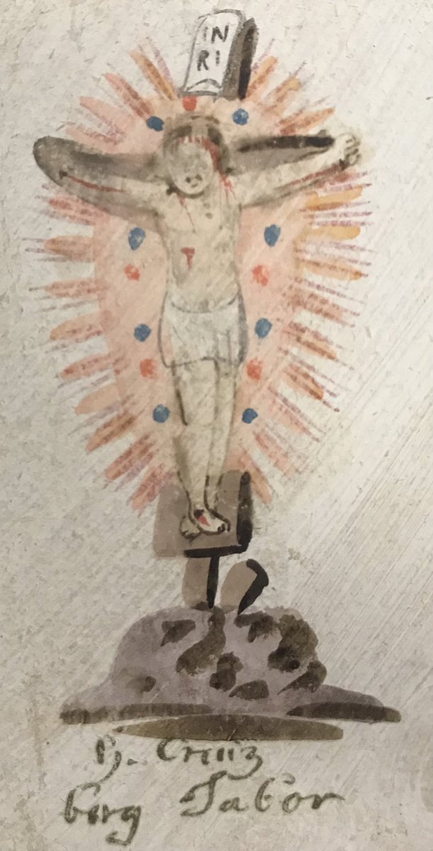 OhioStateRBML's tweet photo. New acquisition: Unrecorded 18th-century letterpress prayer slip w/ hand-painted Crucifixion possibly produced as a souvenir for pilgrims visiting Kloster Kreuzberg near Bischofsheim an der Rhön. #PrintedEphemera #PrayerCards #PopularPiety #BookHistory https://t.co/BB6CYocN9e