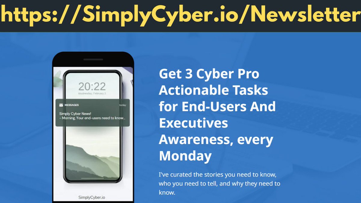 Gerald_Auger's tweet photo. 90 second to read
3 pieces of actionable intel to reduce cyber risk
1 All-Star (you)
Get the Simply Cyber #ActionableIntel every Monday and kick a$$
https://t.co/sA8CbkU50J
#cybersecurity #simplycyber https://t.co/kx2hT0cLVj