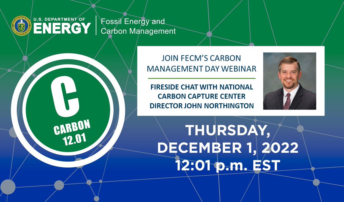 National Carbon Capture Center (@ncarboncapturec) on Twitter photo Be sure to attend the <a href="/FECMgov/">Fossil Energy and Carbon Management | DOE</a> second annual Carbon Management Day webinar. Our Director John Northington will appear in a Fireside Chat with Dr. Raghubir Gupta of <a href="/susteon/">Susteon</a> and Mark Ackiewicz of #FECM. View the agenda and register here: bit.ly/3UnLjHc #1201Carbon Be sure to attend the <a href="/FECMgov/">Fossil Energy and Carbon Management | DOE</a> second annual Carbon Management Day webinar. Our Director John Northington will appear in a Fireside Chat with Dr. Raghubir Gupta of <a href="/susteon/">Susteon</a> and Mark Ackiewicz of #FECM. View the agenda and register here: bit.ly/3UnLjHc #1201Carbon