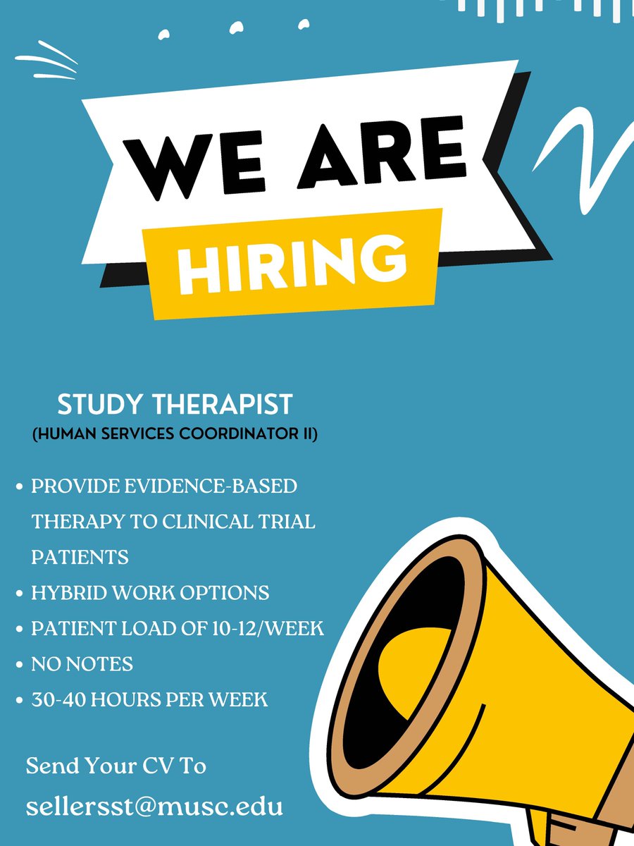 HelpPTSDAlcohol's tweet image. The Back-Flanagan Lab at MUSC is hiring! Be sure to check out these new opportunities here musc.wd1.myworkdayjobs.com/MUSC/job/Charl… and here musc.wd1.myworkdayjobs.com/MUSC/job/Charl…