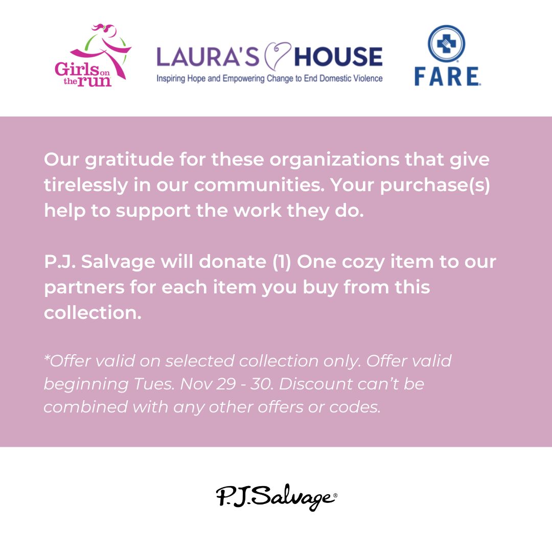 A season to give: you BUY ONE, we GIVE ONE 🎁 🤍 In the spirit of giving, P.J. Salvage will donate (1) One cozy item to our partners for each item you buy from this collection!

Look good and feel good! 💕 Shop Buy One, Give One: pjsalvage.com/pages/giving-t…