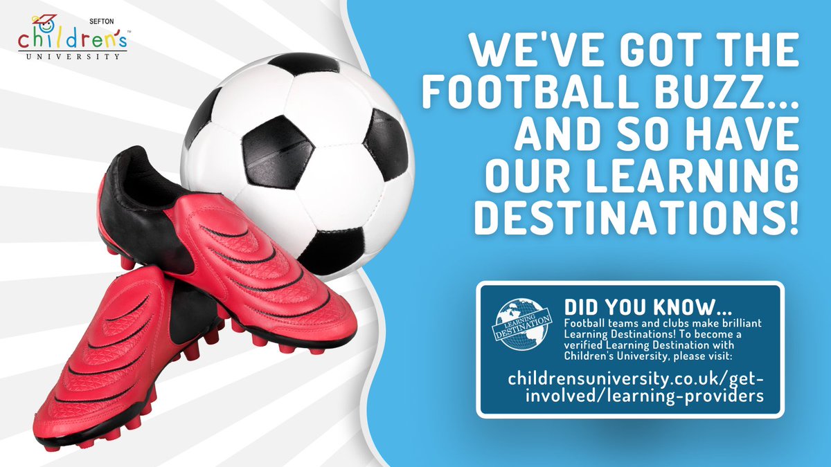 SeftonCU's tweet photo. Feeling inspired by the World Cup?!β½ We know a lot of our students will be...
If you run a football team or club, now is the perfect time to sign up as a Learning Destination!π To apply, please visit: https://t.co/bY5Zpl2l3s
#LearningDestinations https://t.co/7nYjUYnZ82