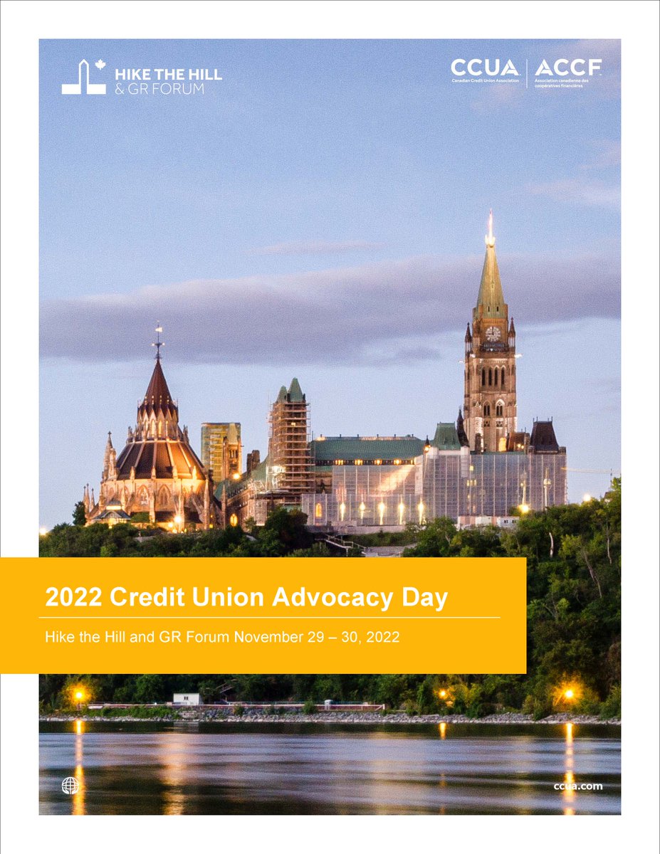 CCUA’s 2022 National Credit Union Government Relations Forum and Hike the Hill Advocacy Day kicks off today!  This year's Hike is the first one in person since Covid-19. Credit Union leaders will be in Ottawa, advocating on behalf of their 10 million members. 

#HiketheHill