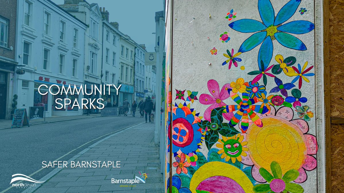 Could you add a bit of creativity and colour to Barnstaple's town centre?
Our Community Sparks Fund provides grants for groups to organise pop-up events, projects and activities

Find out more ➡️ ow.ly/4Ry650LP3vn
#SaferBarnstaple #CommunitySparksBarnstaple
