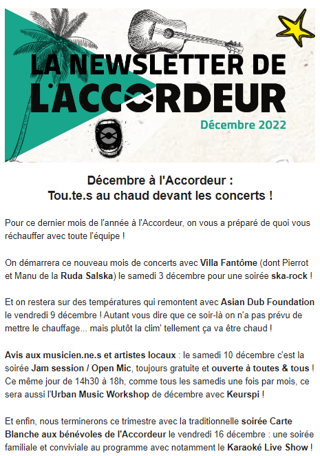 laccordeur_33's tweet image. Décembre à l'Accordeur : Tou.te.s au chaud devant les concerts ! - mailchi.mp/cb98d0f63544/d…

#concerts #laccordeurlasalle #mediationculturelle #repetition #rockschool #accompagnement #enregistrement