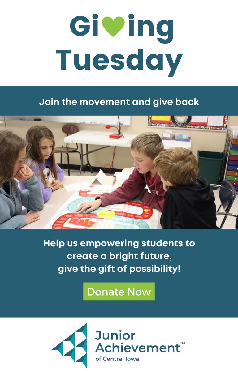 It’s the season of giving! Help us continue to empower students to create a bright and fulfilling future. 

Join in on the #GivingTuesday2022 movement and click on the link below: 
centraliowa.ja.org/donate/index
