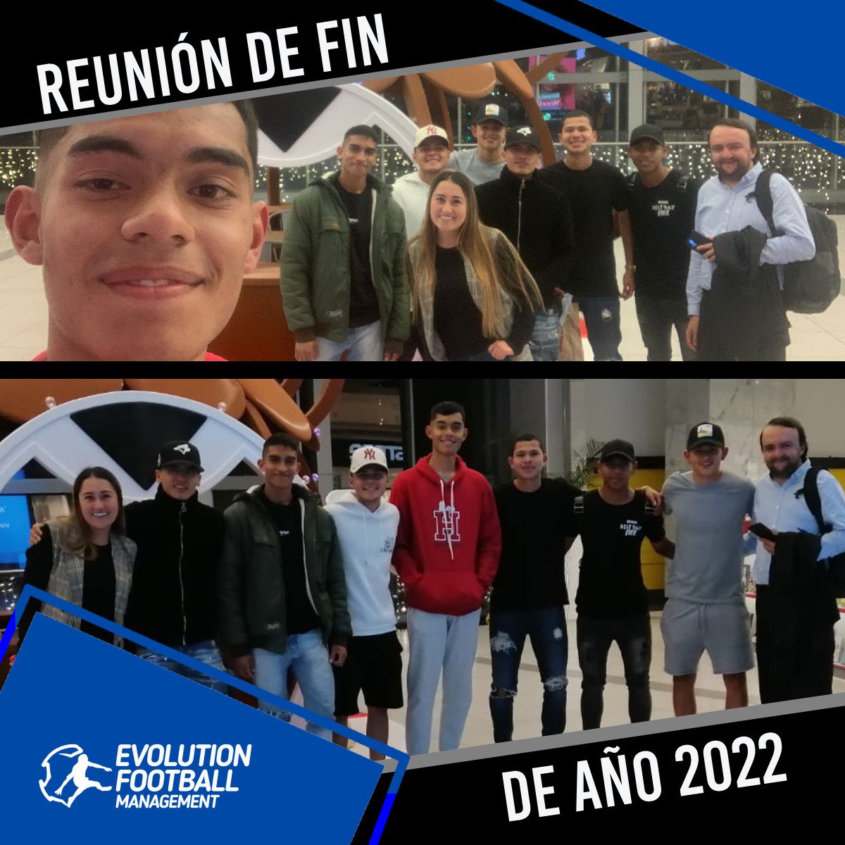 EvolutionFutbol's tweet photo. Con varios de nuestros deportistas, amigos invitados, nuestra psicóloga y el gerente de #EvolutionFM, anoche tuvimos la reunión de fin de año, en la cual no sólo hablamos sobre las enseñanzas del 2022 y expectativas del 2023, sino que compartimos una noche de pizza y cine. https://t.co/maoevpA24X