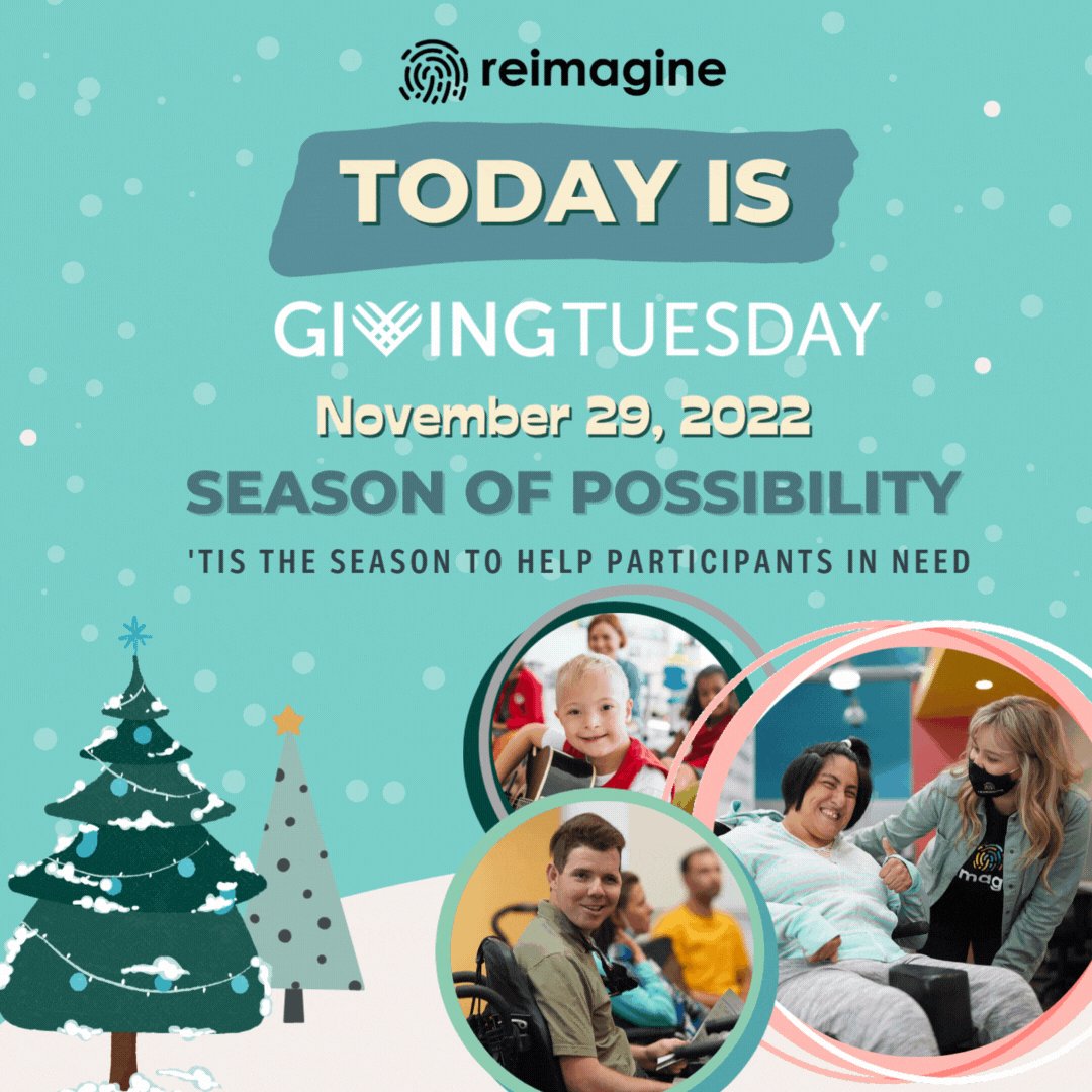 Today is #GivingTuesday! Your gift will help make the holidays brighter for so many Reimagine participants. From urgent dental care to a new warm blanket, your gift makes a difference. To give today, please click the link ow.ly/6r1W50LMfob 💚✨ 
#ReimagineUrgentWishFund