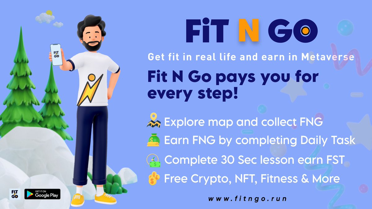 What is Fit N Go ?

Fit N Go is the Move to Earn and free to play NFT app. With Fit N Go it is easy to get fit and earn FREE crypto. People can earn money by walking, running and doing various exercise. Users can earn Free FNG and FST token also 🎉

#FNG #BSC #BNB #Binance