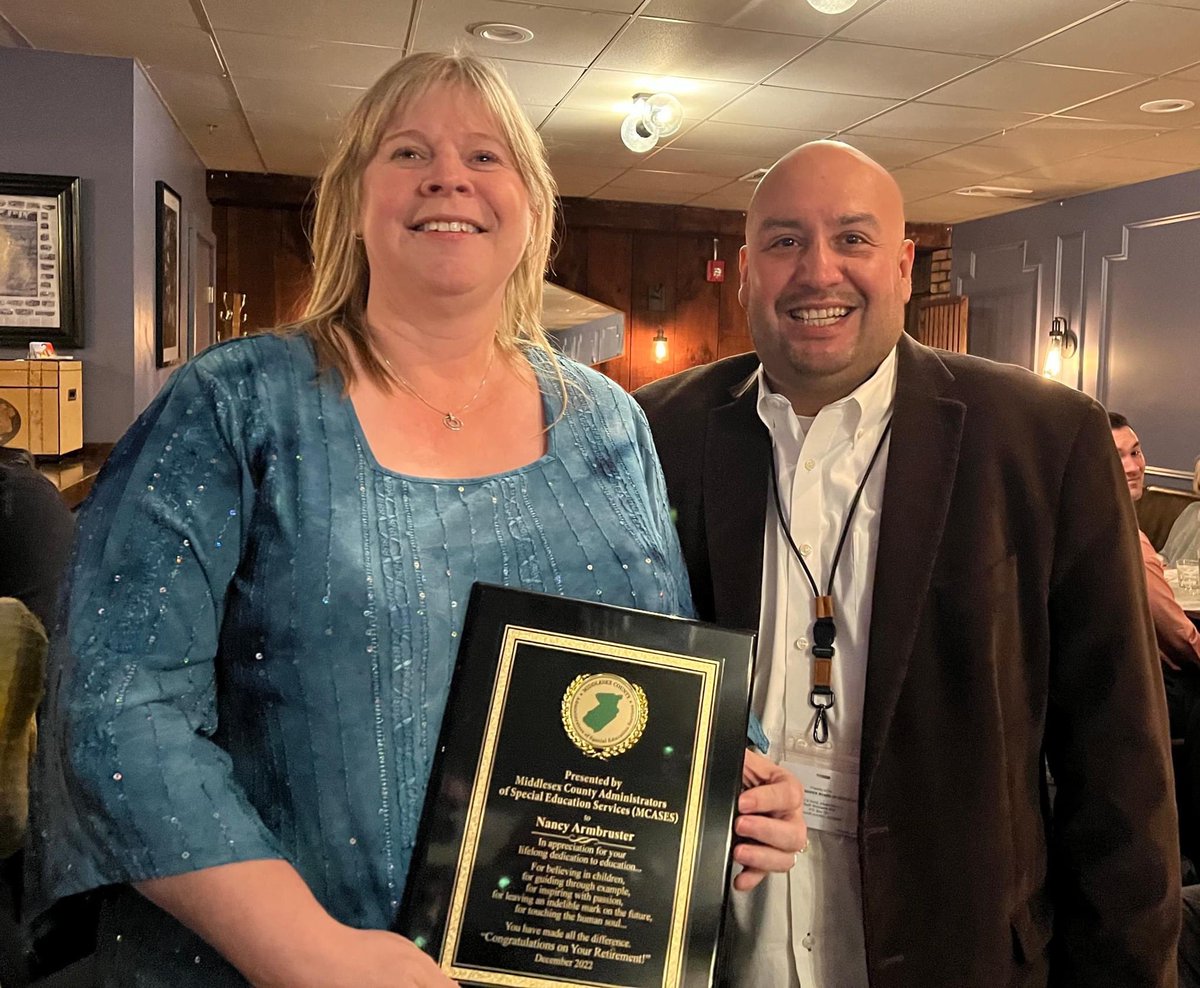 The Middlesex County Administrators of Special Education recognized Nancy Armbruster’s commitment, dedication, &amp; outstanding service to the nonpublic students of NJ! 

The president, Raphael Morales, presented a plaque at the professional development luncheon on Nov. 18 #ESCNJ