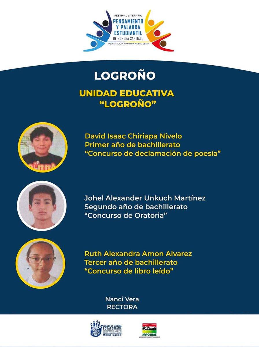 cce_moronastgo's tweet photo. 👏📃 #FestivalLiterario || ¡Presentamos a los  concursantes al Festival Literario "Pensamiento y palabra estudiantil de Morona Santiago", nivel cantonal! https://t.co/lEIbzg4SvR