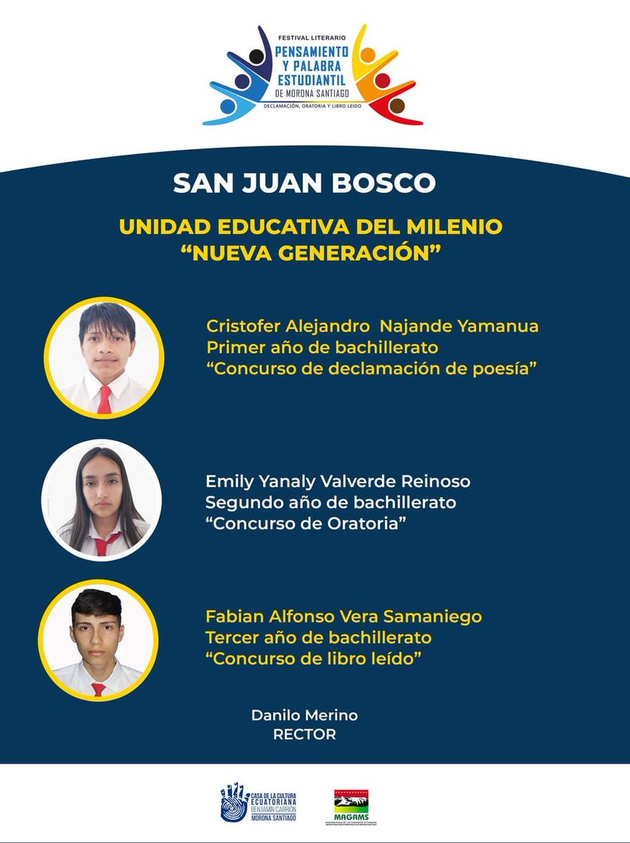 cce_moronastgo's tweet photo. 👏📃 #FestivalLiterario || ¡Presentamos a los  concursantes al Festival Literario "Pensamiento y palabra estudiantil de Morona Santiago", nivel cantonal! https://t.co/5qpLPiYcPg