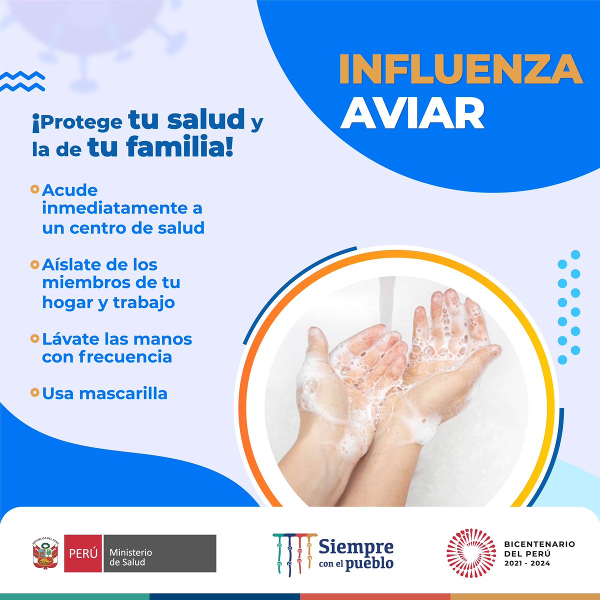 Minsa_Peru's tweet photo. 🔴 ATENCIÓN | ¡Aléjate de las aves muertas o enfermas! 🚫 #InfluenzaAviar 

✅ Si te expusiste, toma en cuenta las siguientes recomendaciones. 👇 https://t.co/PmowxxvM2T
