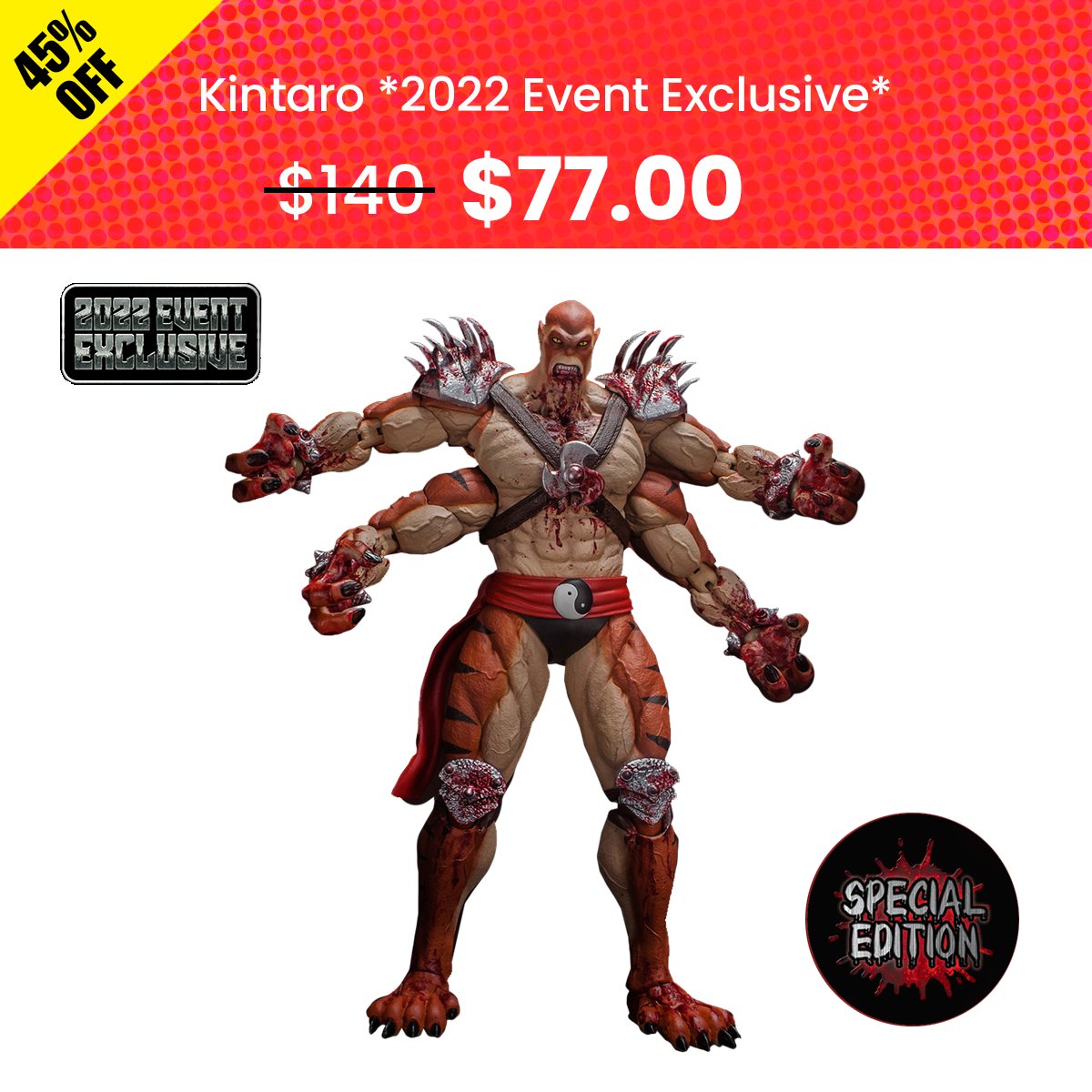 For a limited time, Kintaro 2022 Event Exclusive is now 45% OFF‼️ Get all that bloody action goodness by clicking the link below! 🔽🔽🔽 🛍️bit.ly/3XGfNpQ #CyberMonday #CyberWeek #MortalKombat