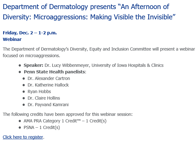 Our Dept is hosting an important session on microaggressions. We will have a diverse panel, including Dr. Ryan Hobbs, a PhD faculty member in the college. But because Dr. Hobbs is a PhD and not MD, he’s listed by our college communications team as simply “Ryan”. Message received.