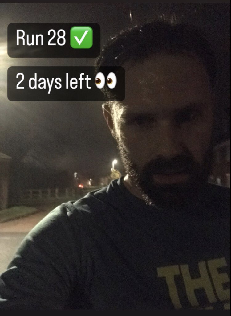 Andy1882's tweet photo. Run 28/30 ✅✅
41:36

Only 2 more runs left before the end of the challenge and I can finally go to bed not feeling exhausted 😅😅

https://t.co/FJXOSKLKqh

Please give what you can https://t.co/X97LLIYIyR