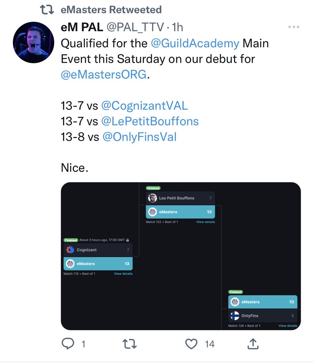 ukvaloscene's tweet photo. @eMastersORG causing BIG upsets WOW #ukscene #VALORANT https://t.co/sRhoytRY6B