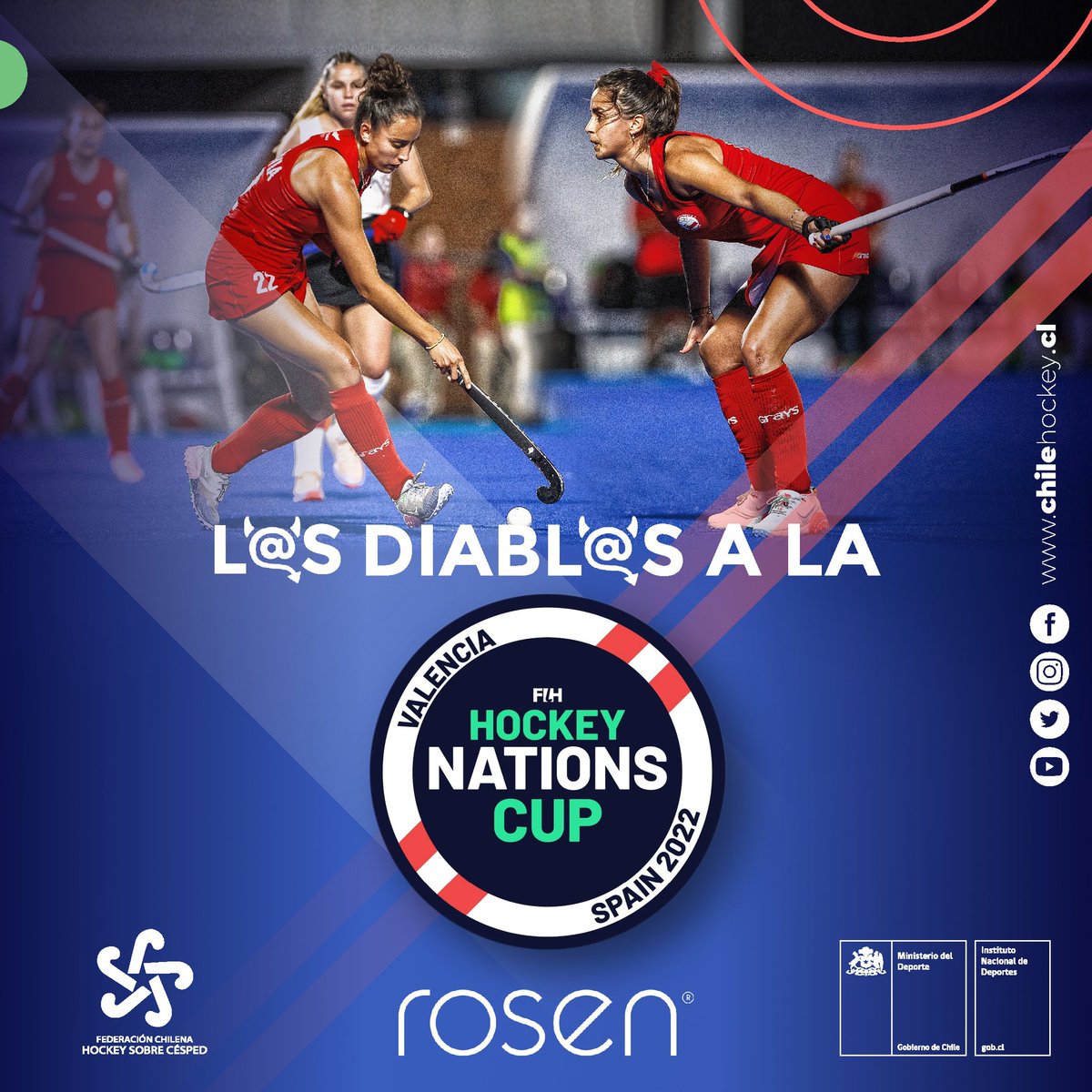 😈Las Diablas camino a las Nations Cup Valencia 2022 ✈️ 🇪🇸 

👊 La selección chilena de hockey césped competirá desde el 11 al 17 de diciembre en la edición inaugural de la #NationsCup femenina de Hockey FIH que se llevará a cabo en Valencia, España. 

¡Vamos Las Diablas! 😈🇨🇱