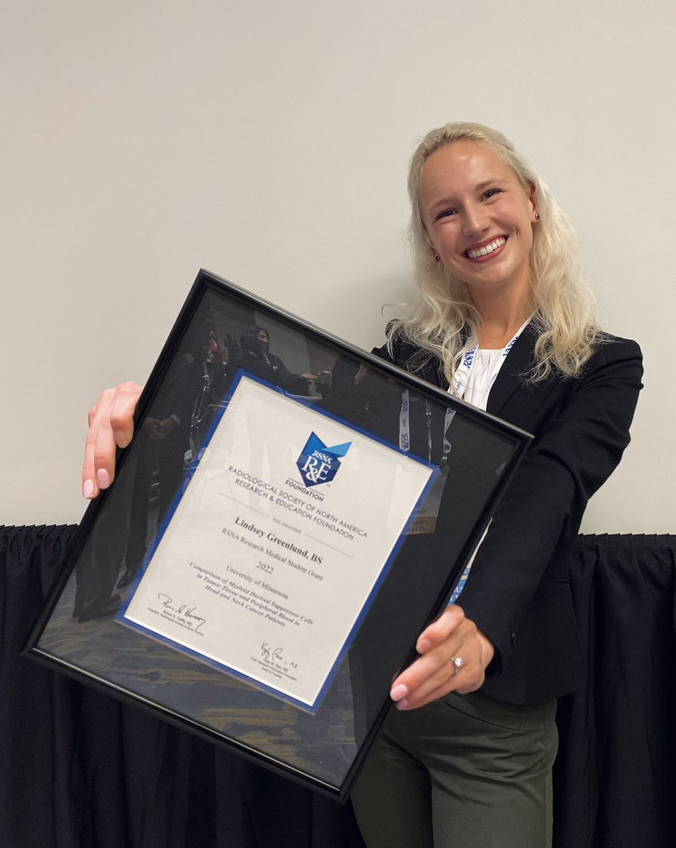LGreenlund's tweet photo. Such an honor to have been selected as a 2022 R&amp;E Foundation Research Grant recipient at #RSNA22 https://t.co/O2vMcOXM2c