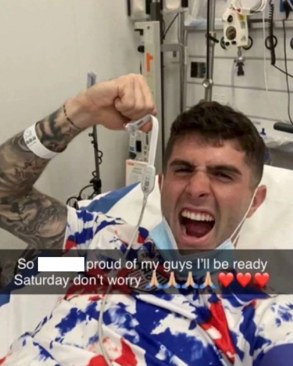 ESPN (@espn) on Twitter photo Christian Pulisic from the hospital after suffering an abdominal injury against Iran 🦅🇺🇸
(via <a href="/AreaSportsNet/">Area Sports Network</a>, <a href="/Adimitri24/">Austin Dimitri</a>) Christian Pulisic from the hospital after suffering an abdominal injury against Iran 🦅🇺🇸
(via <a href="/AreaSportsNet/">Area Sports Network</a>, <a href="/Adimitri24/">Austin Dimitri</a>)