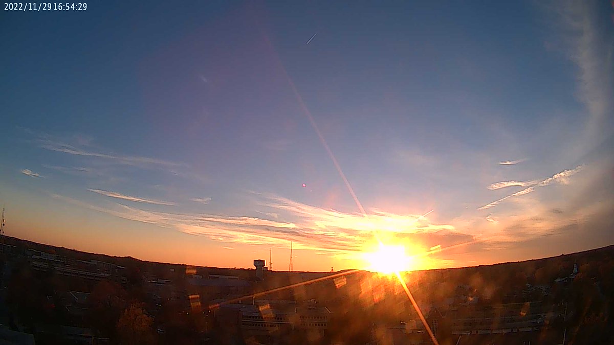 UNC Greensboro at sunset and it's 58.7 F.