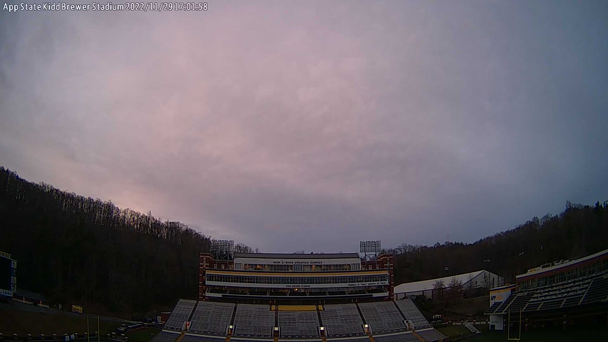 Appalachian State University at sunset and it's 45.2 F.