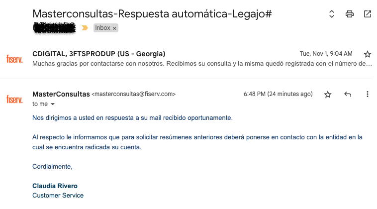 Gastonet's tweet image. 28 días le tomó a @MastercardArg  responderme un mail diciendo que NO me pueden proveer los resúmenes del año pasado. Adivinen si se los voy a pedir vía @DNDConsumidor y @BAconsumidor  cc @Mastercard