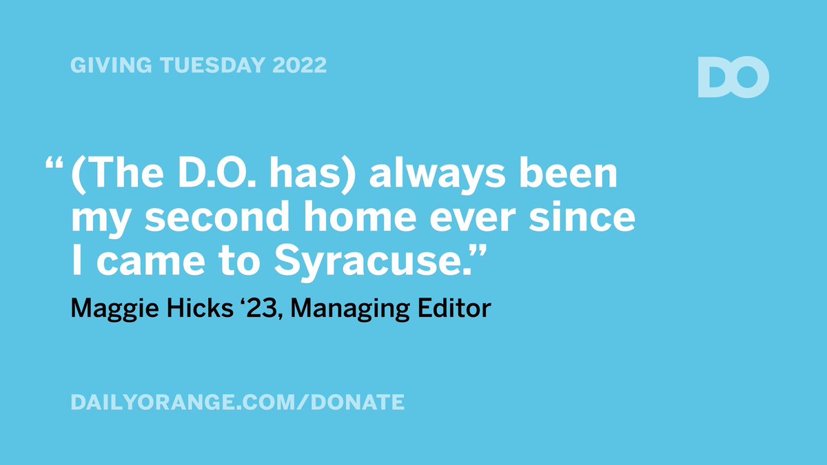 dailyorange's tweet photo. As the year comes to a close and we take stock of all we are thankful for, this Giving Tuesday we want to show support for The D.O.'s students. https://t.co/cw3Xw8GYUQ