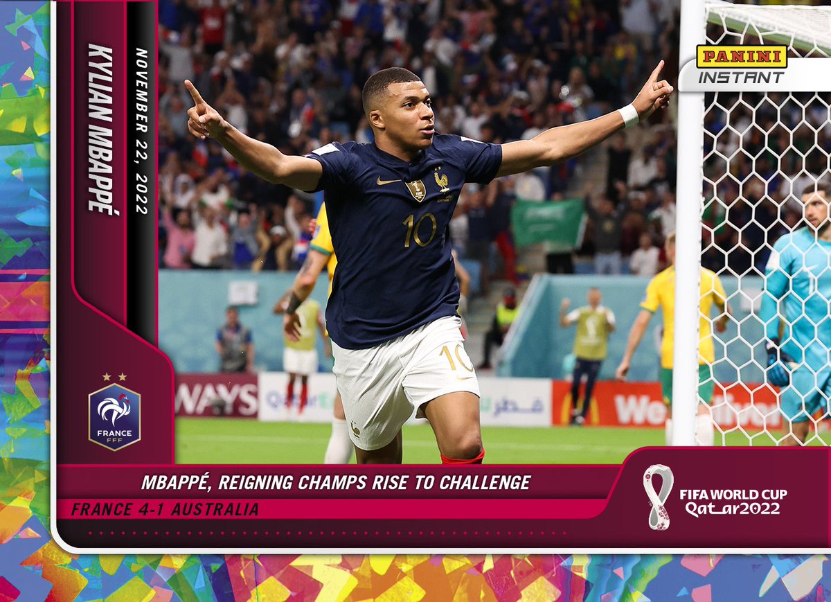 PaniniAmerica's tweet photo. Capture tons of exciting moments from the 2022 FIFA #WorldCup by way of Panini Instant trading cards! New cards go live every day (Mon-Fri) at 11am (CST)! Each card has a base version and /5 and 1/1 parallels!
SHOP: https://t.co/AyWlq8gph6

#whodoyoucollect #FIFAWorldCupQatar2022 https://t.co/5jlc2ZMVud