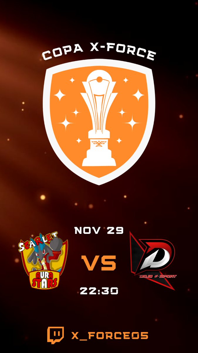 TeamAuraStars's tweet photo. 🏛¡DOBLE O NADA!🏆

El día de hoy #ScarletAuraStars se enfrentará a un equipo de guerreros, @DojoEsportMX. ¡Y jugarán un doble o nada en un Bo5 por el Top 8 de #LigaOlimpo y el Top 8 de #CopaXForce! ♦️🆚️🥷🏽

#RevelaTuAura en #PokemonUNITE hoy a las 10:00 pm con @XFORCE05 https://t.co/NpqmVfJVzC
