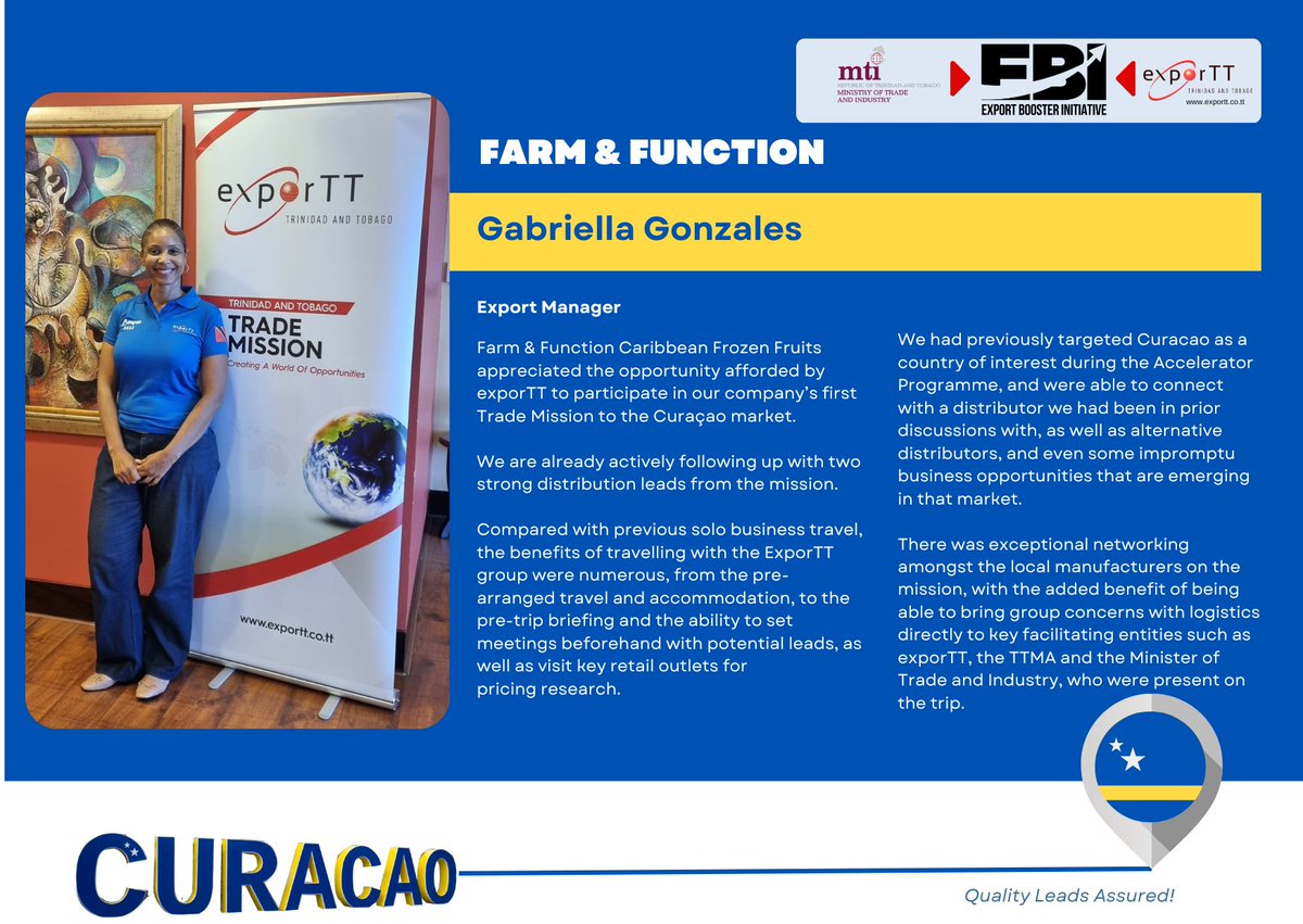 exporTT_Ltd's tweet photo. The Export Accelerator programme puts small companies like Farm and Function on the path to export success! Their Export Manager Gabriella Gonzales chats about her first Trade Mission experience. #highpoints https://t.co/eeX2FYkJ28