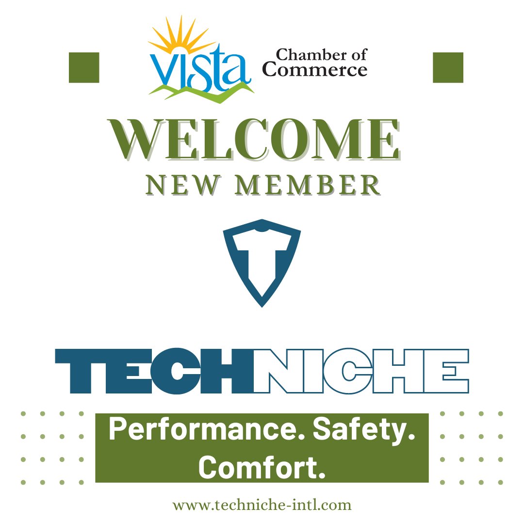 Welcome new Vista Chamber Member TechNiche International!

Techniche offers a range of clothing technology that protect its wearers from both hot and cold environmental challenges. Learn more on their website techniche-intl.com.