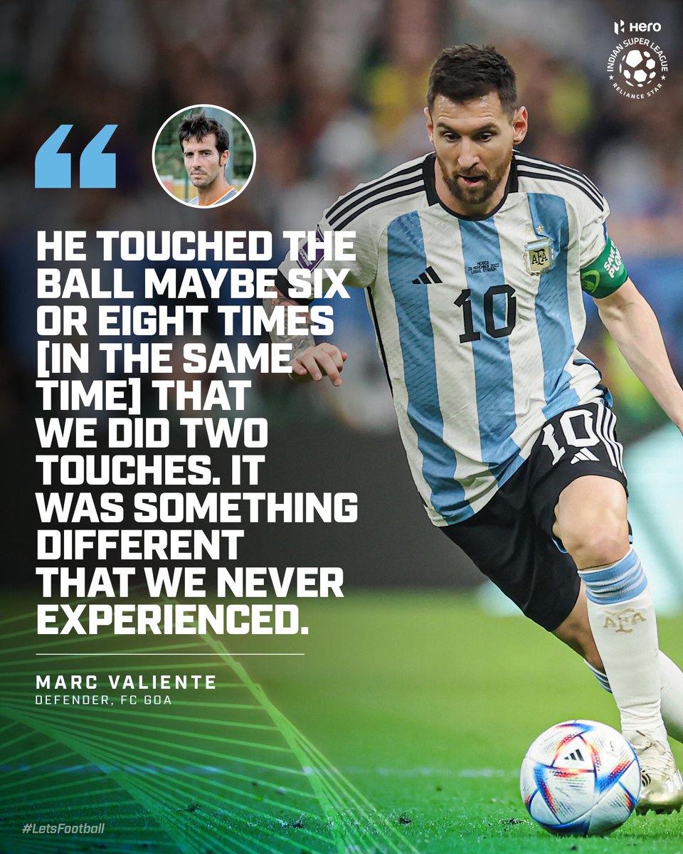 IndSuperLeague's tweet photo. No surprises there that #Messi has always been different gravy 🤯🤌
Read the whole article: https://t.co/HWjuhKjICH
#HeroISL #LetsFootball #MarcValiente #LionelMessi https://t.co/XcKSNmweGo