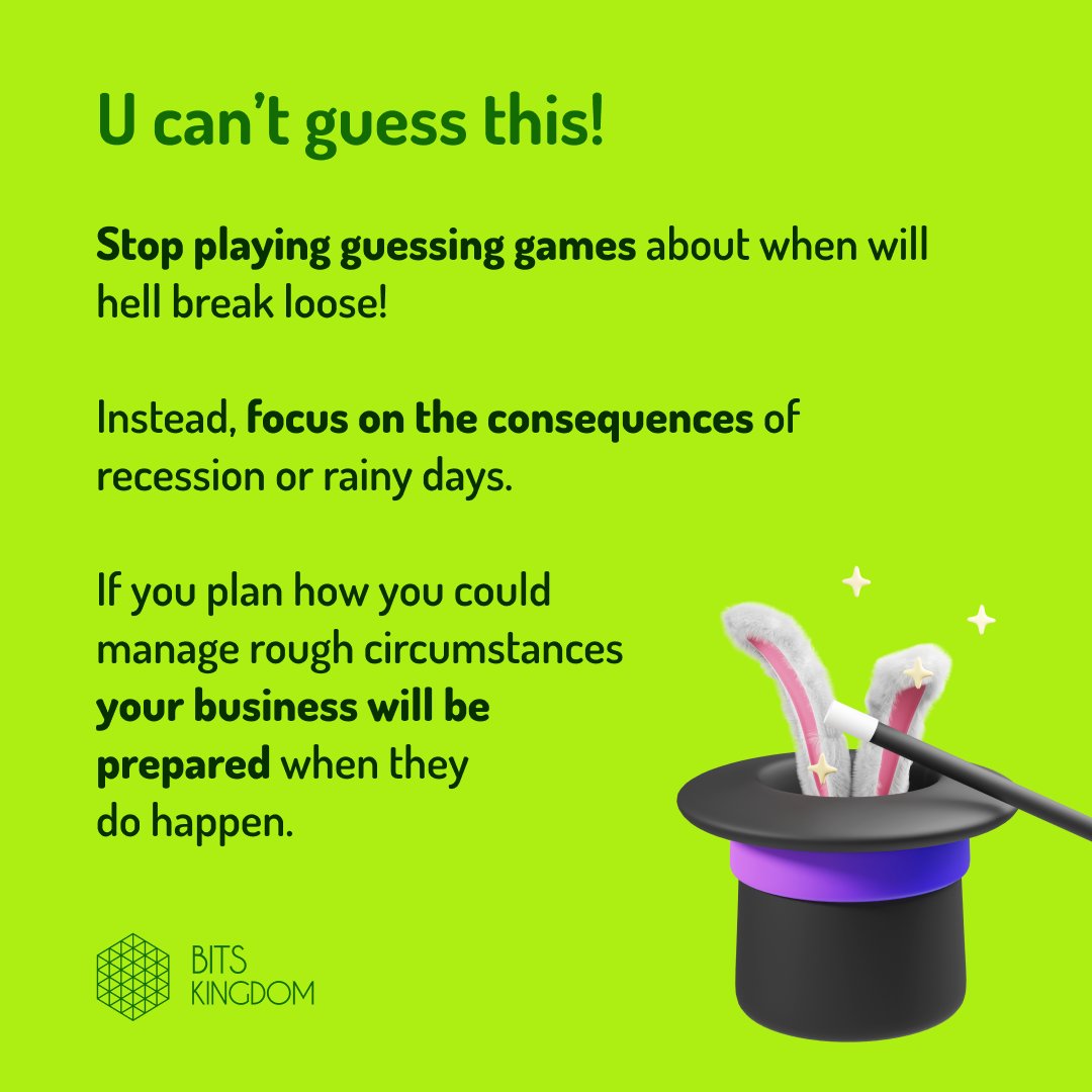 BitsKingdom's tweet photo. Donβt let the recession become your obsession! Instead, take note of these #businesstips and fight back!
#bitstips #biztips #smallbiz #rainydays #recession