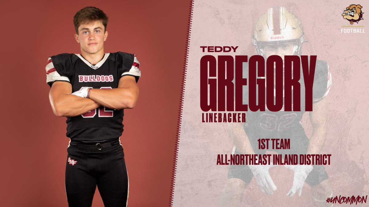 Congrats to 2023 LB <a href="/T_gregory32/">Teddy Gregory</a> on being selected as FIRST TEAM All-District! GO BULLDOGS! #UNCOMMON