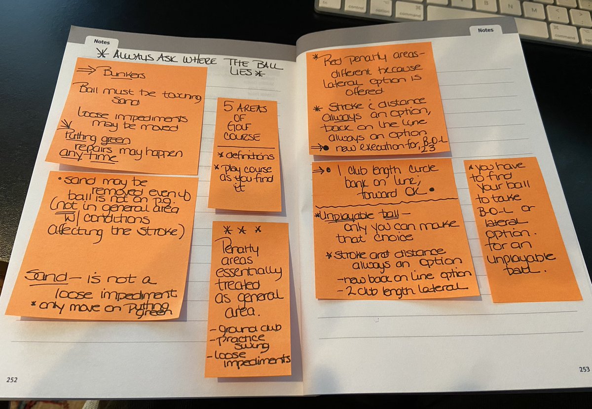 Day 1 of <a href="/USGA/">USGA</a> and <a href="/RandA/">The R&A</a> rules workshop done. 👍 way to switch the brain from off-season to in-season &amp; a reminder that the goal is to play the ball as you found it (sorry for those who think you should get relief from a divot hole). I’m not ready for a season without this work.