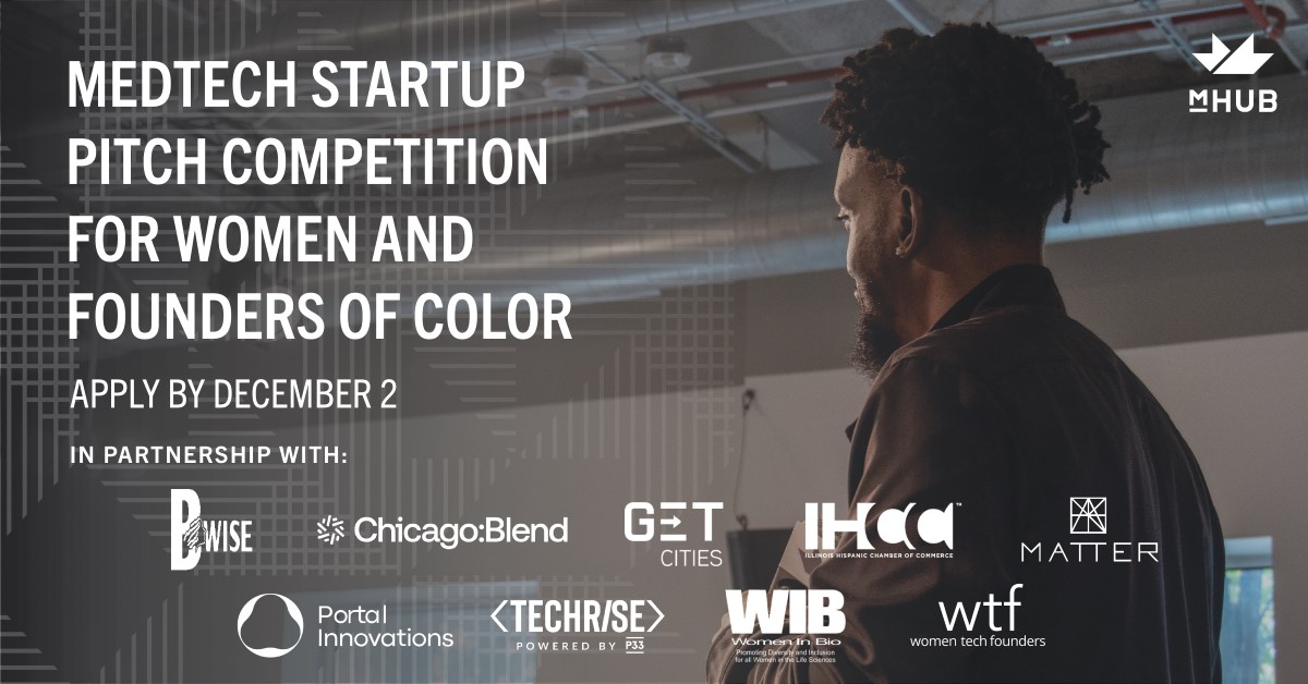MATTERhealth's tweet image. If you are a woman or founder of color with a startup developing innovative medical device technologies, apply now for @mHUBChicago MedTech Startup Pitch Competition on Wednesday, December 14. bit.ly/3GZR7ma