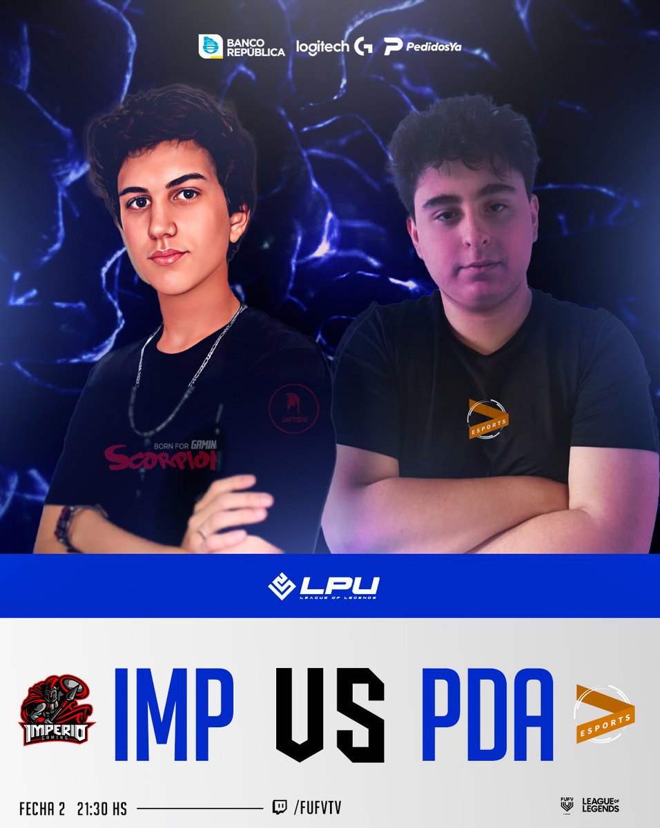 Continúa la Fecha 2 #LPU Season 2 <a href="/lollatam/">League of Legends LATAM</a>🔥⚔️

Esta noche en VIVO desde las 20:30 hs #LeagueOfLegends 🇺🇾 @FUFVeSports

▶️ Twitch.tv/fufvtv
▶️ Twitch.tv/fufvtv

<a href="/BonfireGaming5/">Bonfire Gaming Uy</a> 🆚 <a href="/mvdesports/">MVD 🇺🇾</a> 
<a href="/IMPERIOGAMING2/">IMPERIO GAMING</a> 🆚 <a href="/PDAesports/">PDA Esports</a> 
 
🎙️ @OnarrGG
🎙️ <a href="/Arrow_Box/">Mauro Arrow Molina Blanco</a>