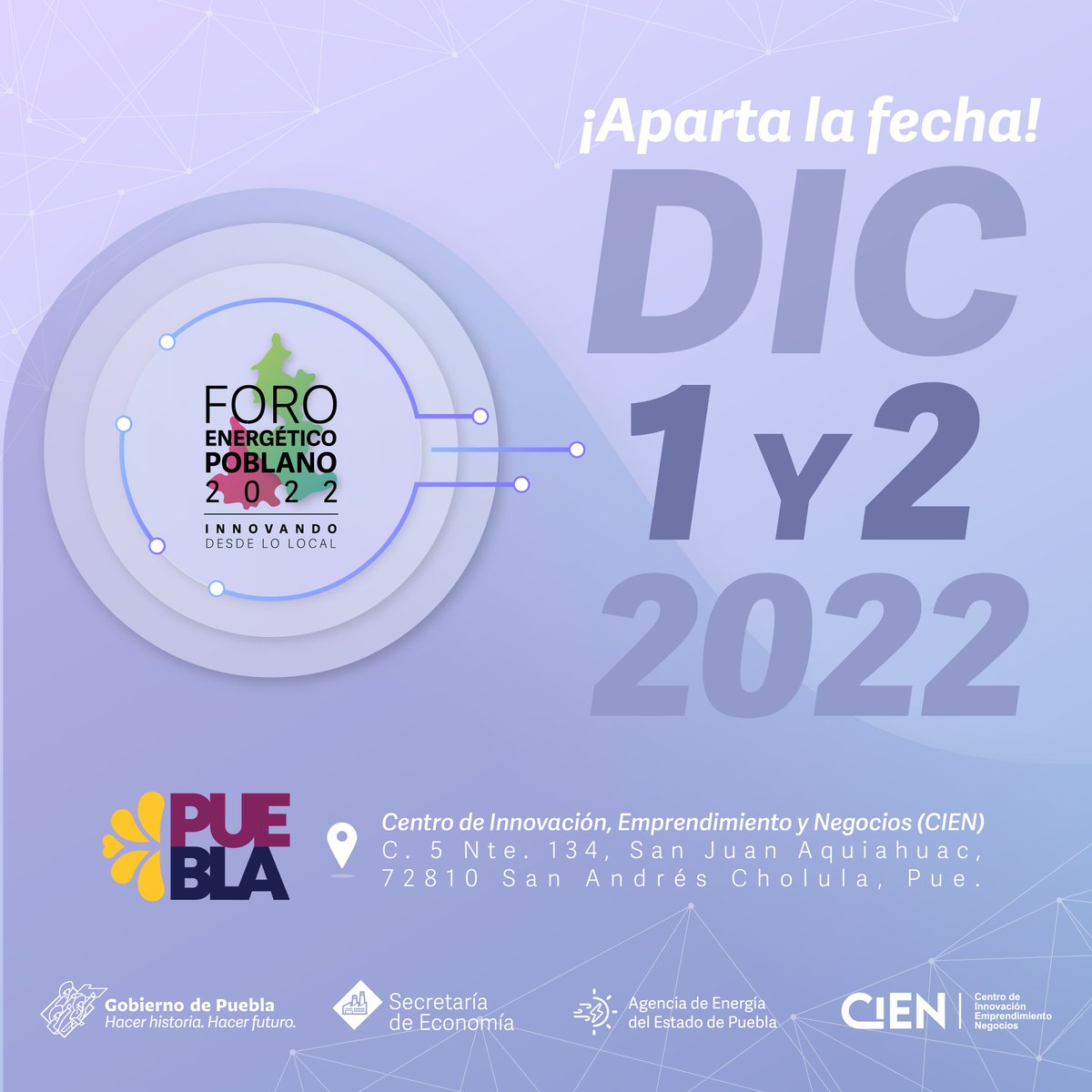 PetroleoDigital's tweet photo. La Agencia de Energía del Estado de Puebla realizará el Foro Energético Poblano 2022 “Innovando desde lo local”, los días 01 y 02 de diciembre en las instalaciones del Centro de Innovación, Emprendimiento y Negocios.
¡No te lo pierdas!
Nota completa:
https://t.co/N1azMrdHHn https://t.co/CRaTyOIHfu