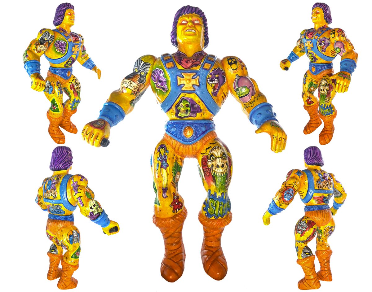 BarbarianRage's tweet photo. Tattooed Evil MOTU
Custom paint job on a Mexican blow mold He-Man.
#motu #heman #mastersoftheuniverse https://t.co/GMii7pecYR