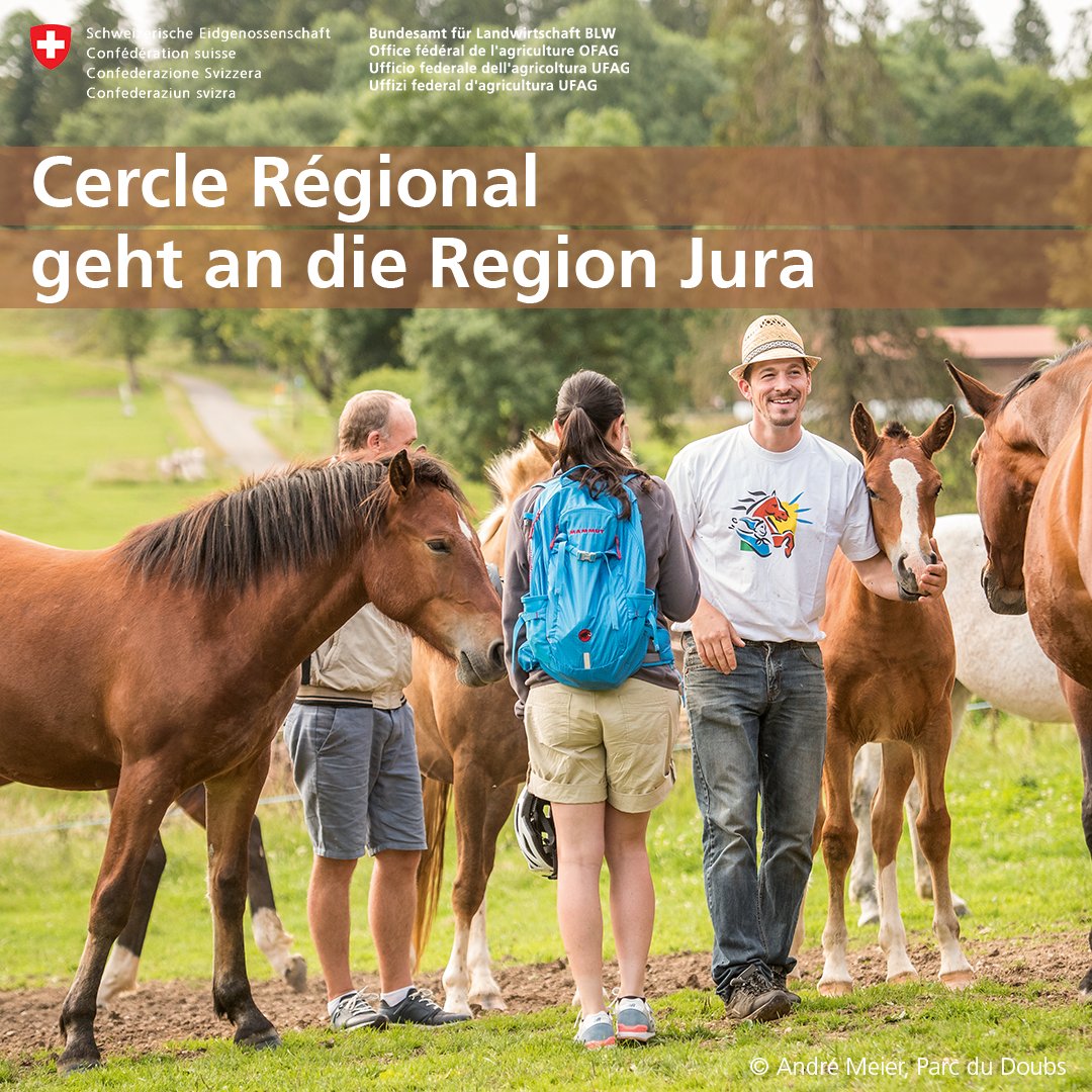 CHblw's tweet photo. Der #CercleRégional 2022 geht an die Region #Jura 🏆 Gratulation! Innovative Macherinnen &amp; Macher haben diverse Projekte im Bereich #Agrotourismus realisiert &amp; zu einer nachhaltigen #Regionalentwicklung beigetragen 🧀🐎 https://t.co/AI3gZ6cIzC 
 @regiosuisse @Jura3Lacs @SECO_CH https://t.co/8C88uXxObm