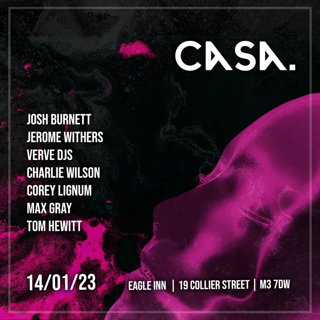We return with our 5th episode for our 1 year of CASA party. Joined by residents and friends, we take over the iconic Eagle Inn club room on 14th January.  skiddle.com/whats-on/Manch…