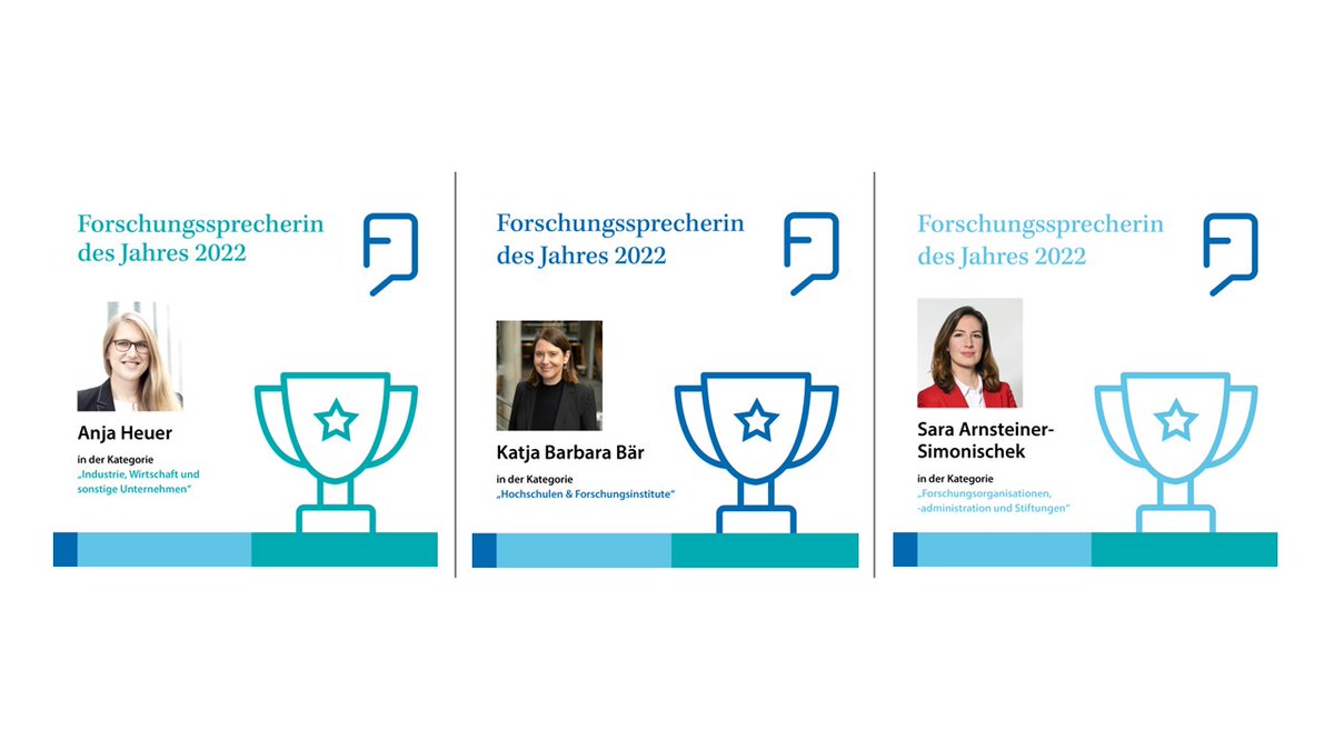 bdkom's tweet image. Die #Forschungssprecherinnen des Jahres 2022: @KatjaBaer in der Kategorie „Hochschulen &amp;amp; Forschungsinstitute“, @Nietoperz_FFM in „Industrie-, Wirtschaft-, &amp;amp; sonstige Unternehmen“ &amp;amp; @Sara Arnsteiner-Simonischek in der Rubrik „Forschungsorganisationen, -administration &amp;amp; Stiftung“