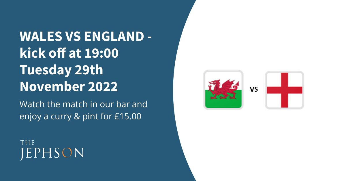 KsummersK's tweet photo. FIFA WORLD CUP 2022!
WALES VS ENGLAND
Tuesday 29th November - kick-off 19:00. Watch the match over a curry &amp; pint in our bar for £15. https://t.co/wGeqCFWZvP
